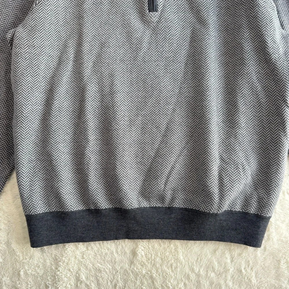 UNTUCKit Belguardo Herringbone Quarter Zip Mens XXL Gray Merino Wool Classic NEW